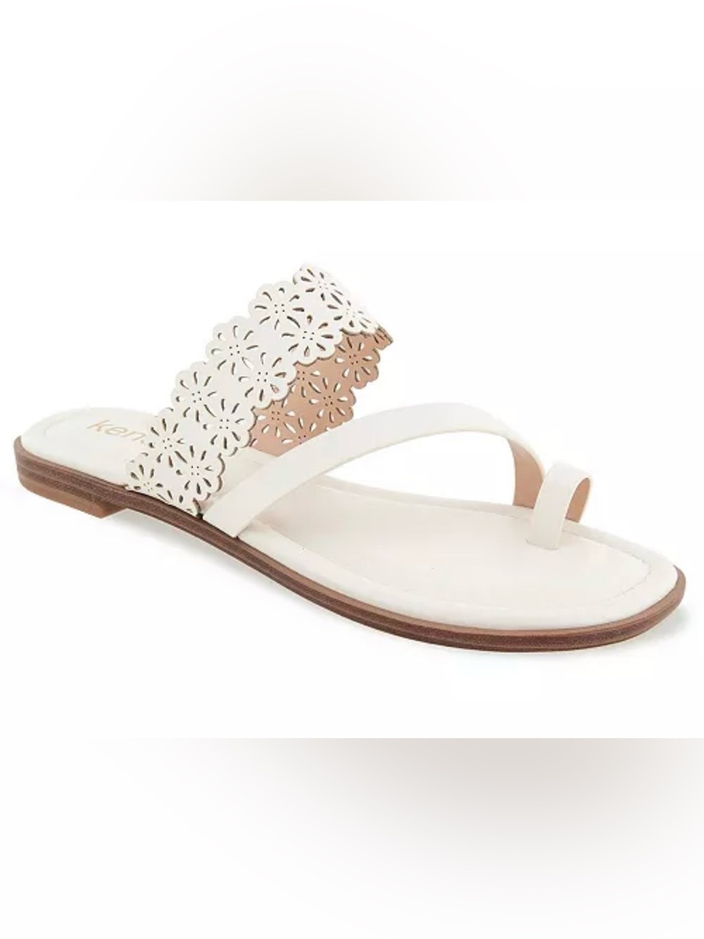 NWOT Kensie Floral Laser-Cut Toe-Ring Slide Sandal. Size 7